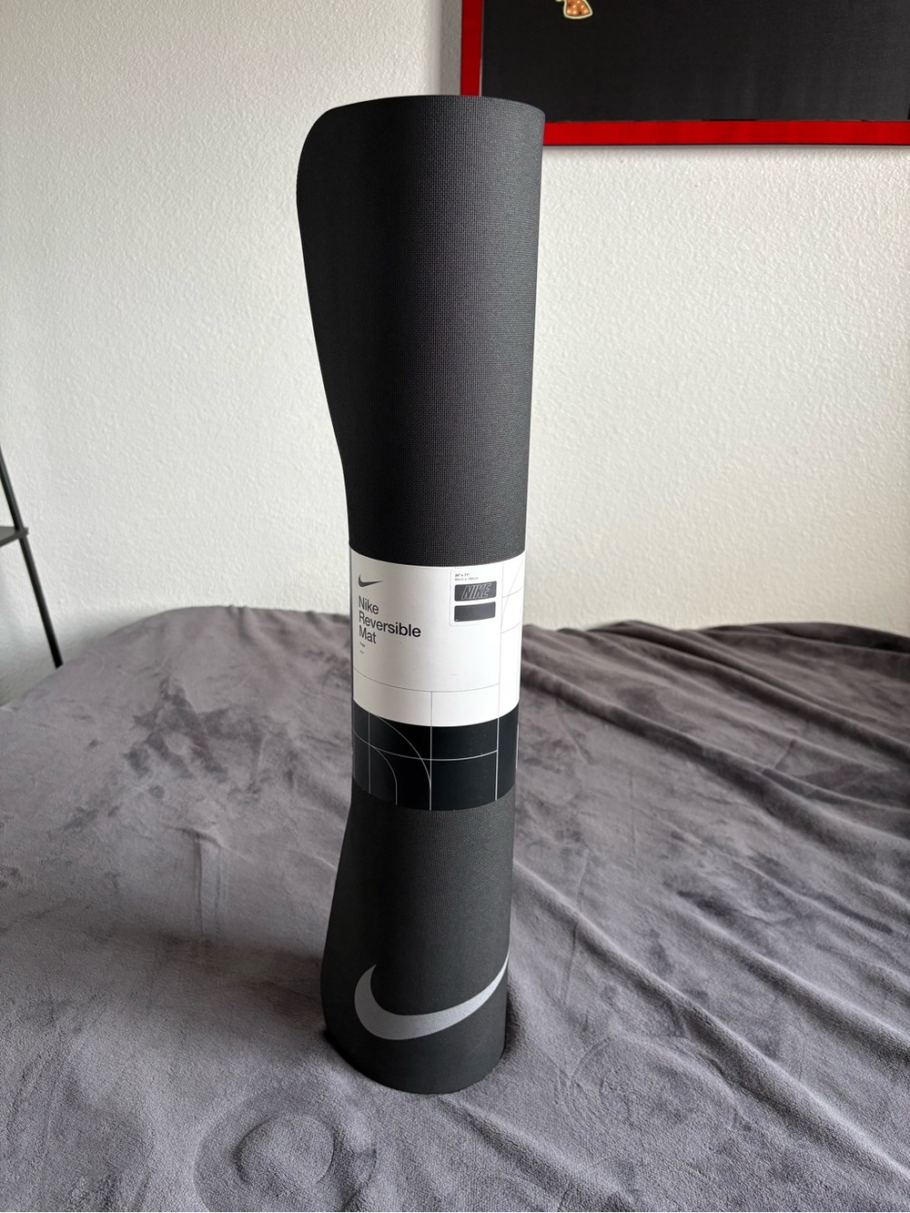 Nike Black Yoga/Exercise Mat with Gray Swoosh
